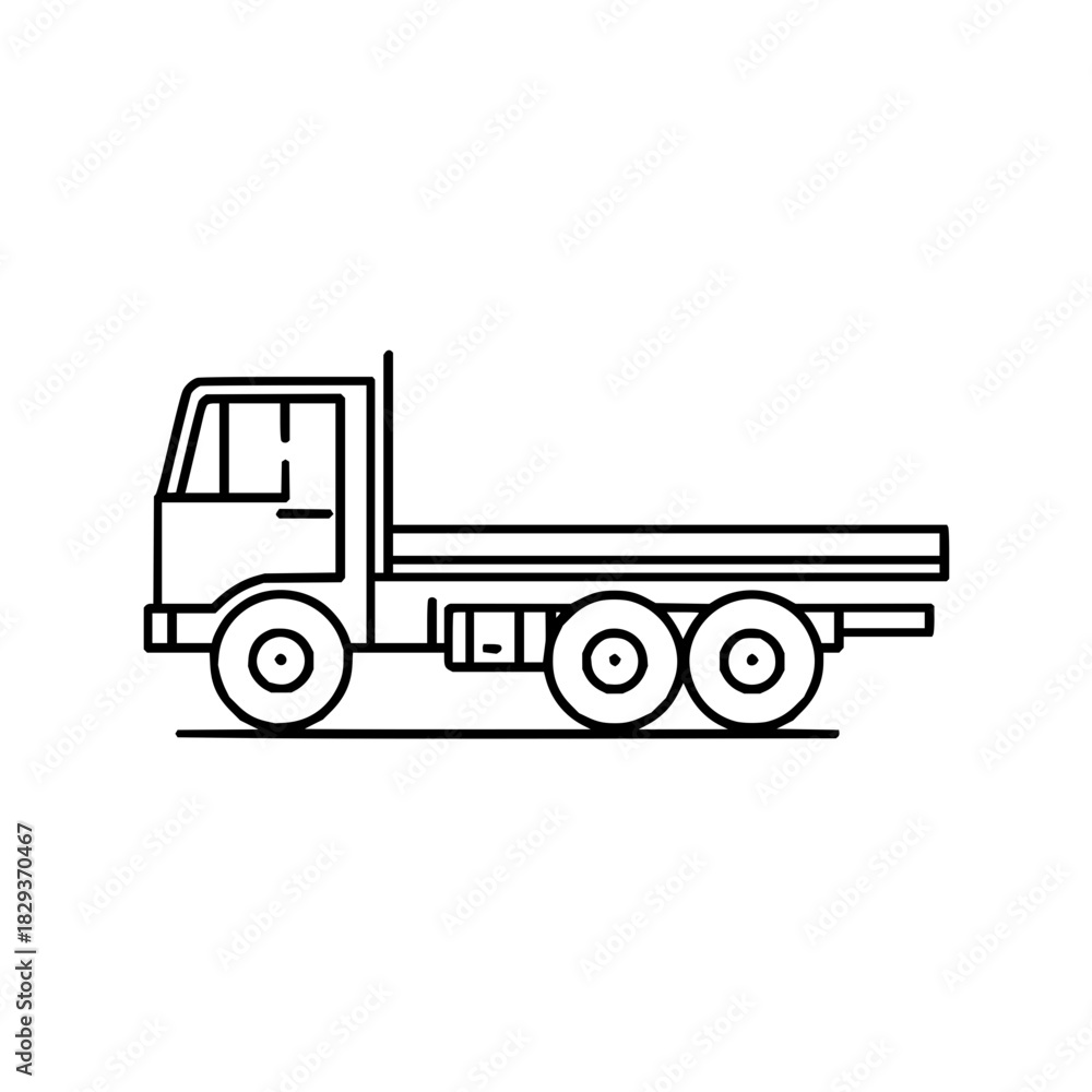 Fototapeta premium Flatbed truck vector illustration for freight transportation and cargo delivery service design asset element