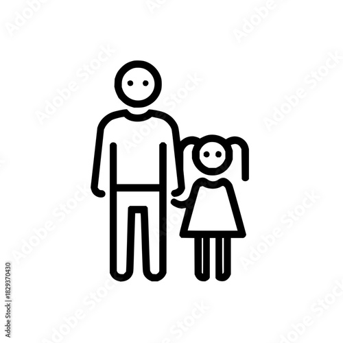 Father and daughter vector icon illustration family silhouette parent child relationship symbol simple design 100