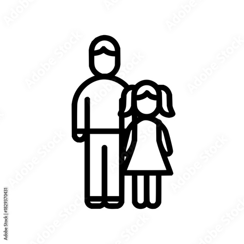 Father and daughter vector icon illustration family love parent child relationship bonding together support design