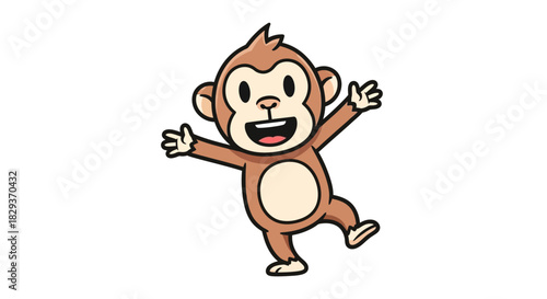 Playful monkey cartoon with a cheerful expression, suitable for children illustration and design