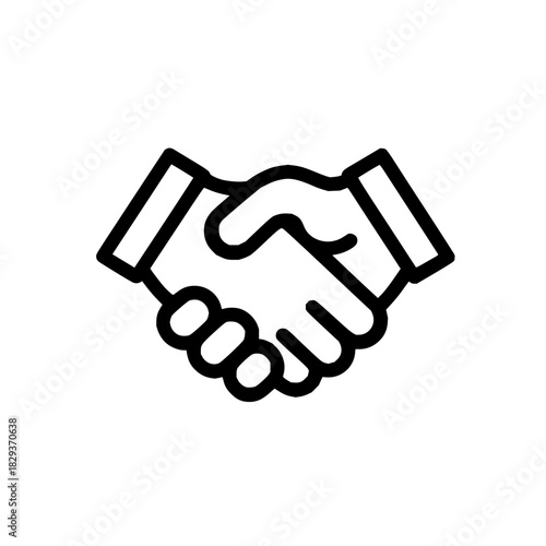 Handshake icon vector symbol for business deal partnership agreement cooperation and success concept design 100
