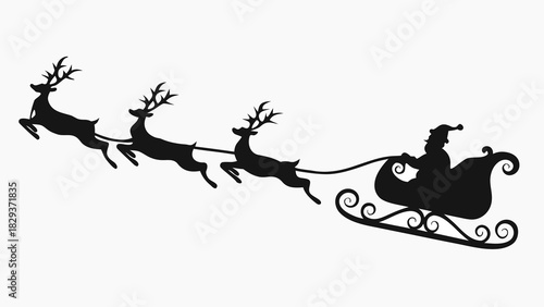 Santa claus in a sleigh pulled by reindeer silhouette