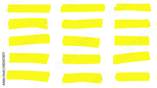 Collection of yellow highlighter marks on black background