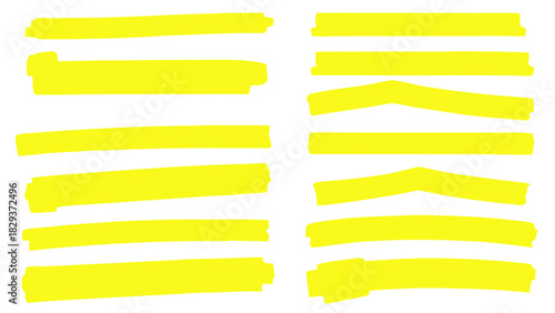 Collection of yellow highlighter marks on black background