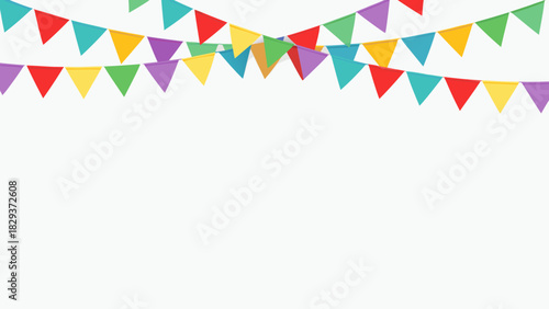 Colorful bunting flags on a white background for celebration