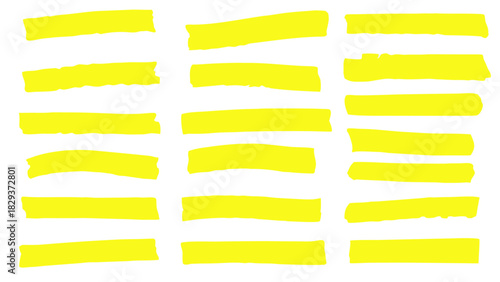 Collection of yellow highlighter marks on black background