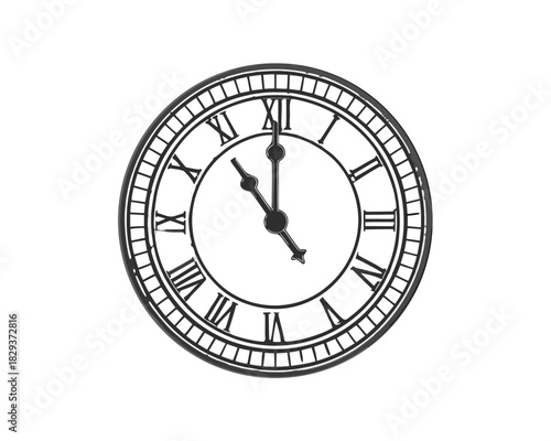 Classic roman numeral clock face showing almost five oclock