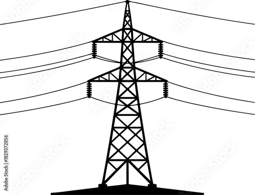 power grid tower silhouette vector illustration