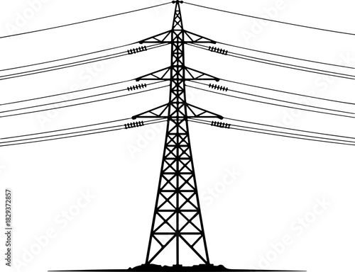 power grid tower silhouette vector illustration