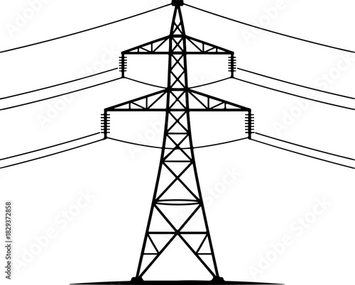 power grid tower silhouette vector illustration