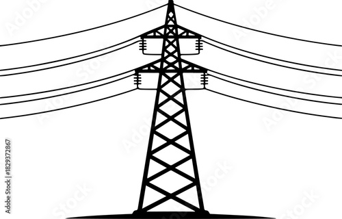 power grid tower silhouette vector illustration