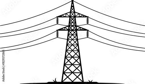 power grid tower silhouette vector illustration