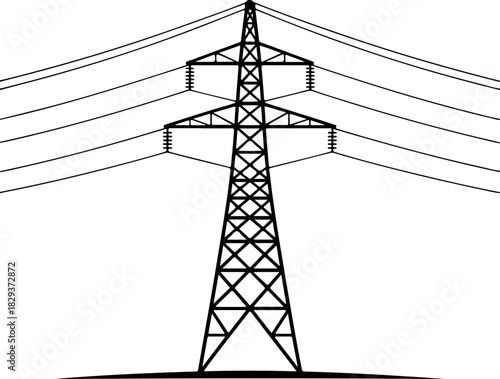 power grid tower silhouette vector illustration