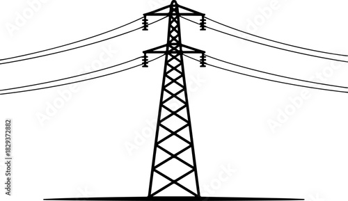 power grid tower silhouette vector illustration