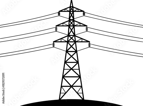 power grid tower silhouette vector illustration