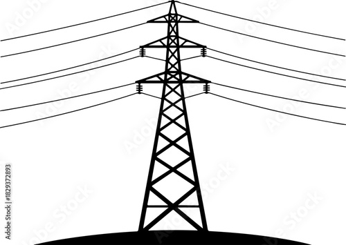 power grid tower silhouette vector illustration