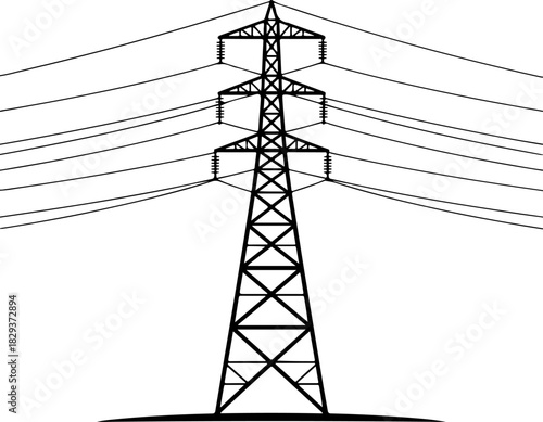 power grid tower silhouette vector illustration