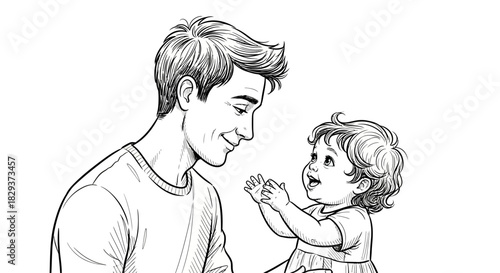 A heartwarming hand-drawn illustration depicting the bond between a father and his child