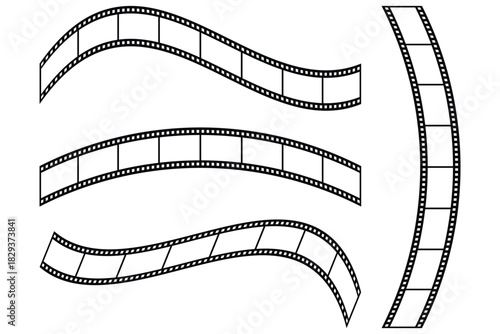 Long vector Film strip icon. Film strip icon used for videography elements, camera, photo, cinema reel. Old retro tape film video movies, Grunge vintage film strip for photo video filming. eps 10