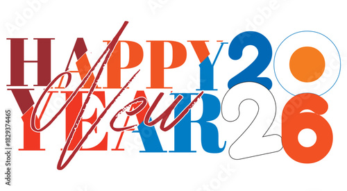 happy new year 2026 typography design for graphics designer.