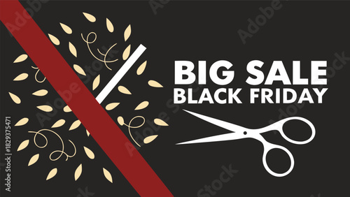Black Friday Big Sale Promotion with Scissors Cut