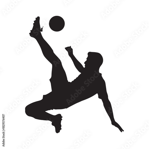 Soccer player silhouette executing a dynamic bicycle kick