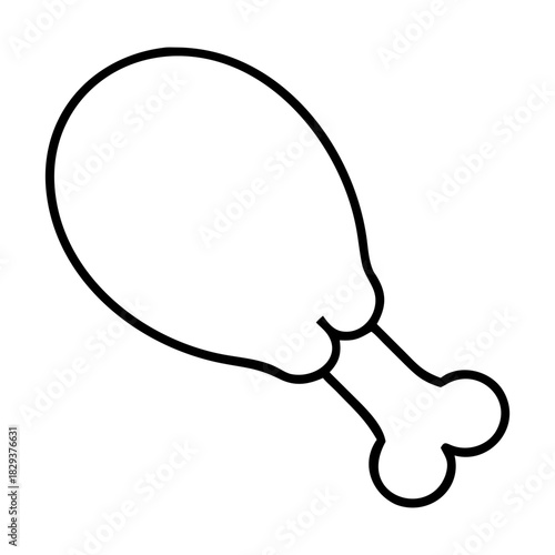 Simple black and white outline icon of a cooked chicken drumstick leg