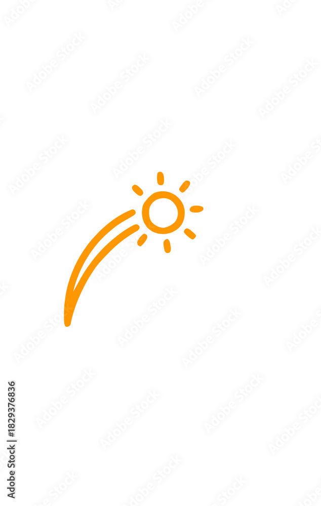 Fototapeta premium Firework icon vector in orange color line and white background 