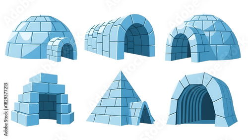 Explore igloo designs vector art illustration of winter snow shelter