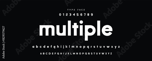 Digital modern alphabet font. Creative abstract urban, futuristic, fashion, sport, minimal technology typography.  Simple vector illustration with number