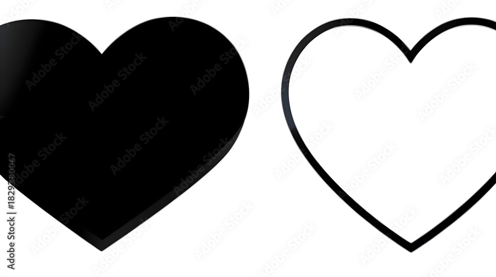 Obraz premium A stylized heart logo in black, symbolizing love, with various design variations, featuring bold lines, elegant curves, and minimalist aesthetics, set against a clean and simple background, with the h