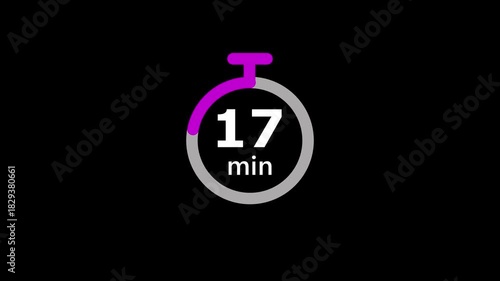 Minimal Countdown Timer on Black Background. 22 to 0 Minutes Countdown Timer.