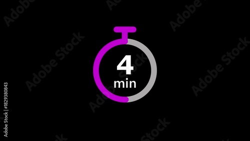 Minimal Countdown Timer on Black Background. 9 to 0 Minutes Countdown Timer.