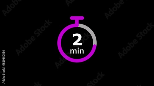 Minimal Countdown Timer on Black Background. 6 to 0 Minutes Countdown Timer.