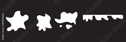 Dripping paint circle icons set. Black liquid stains, ink blots, melting drops silhouette. Grunge drip effect for graffiti decal design. Isolated vector.
