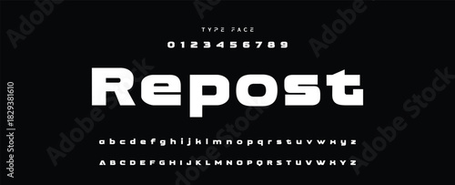 Digital modern alphabet font. Creative abstract urban, futuristic, fashion, sport, minimal technology typography.  Simple vector illustration with number