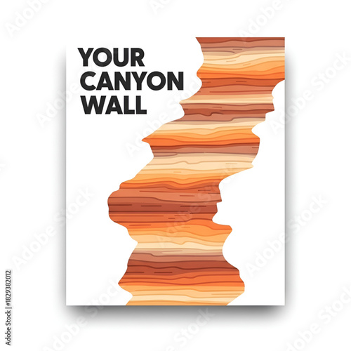 Canyon wall art print geological formation landscape desert illustration