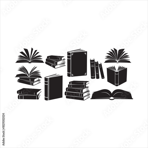 Vintage Book Elements Silhouette Vector Collection.