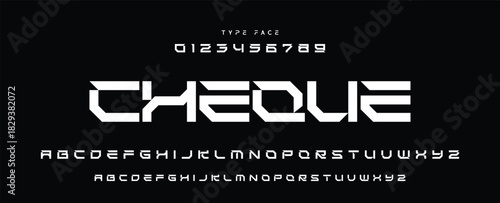 Digital modern alphabet font. Creative abstract urban, futuristic, fashion, sport, minimal technology typography.  Simple vector illustration with number