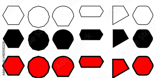 quadrangle, pentagon, hexagon, octagon icon. vector geometry pentagonal, hexagonal, octagonal polygon. five, six, eight sided polygon lines, vector