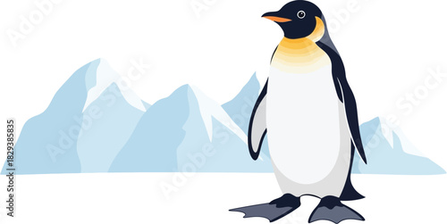 Detailed vector illustration of a single emperor penguin standing.