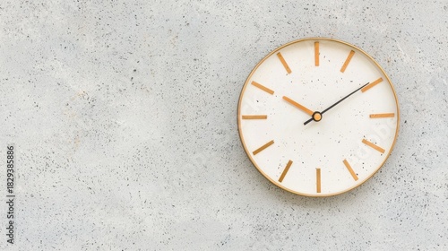 Wallpaper Mural A white clock with gold trim and black hands on a light gray wall. Torontodigital.ca