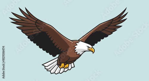 Majestic American bald eagle soaring with wings spread wide.