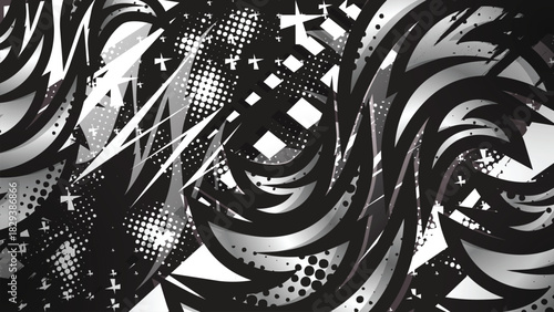 Abstract Monochrome Swirl Grunge Racing Background with Dynamic Vortex Effect