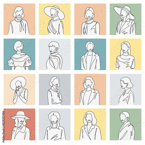 Elegant fashion illustrations showcasing diverse female styles and modern aesthetics, perfect for design and editorial use.