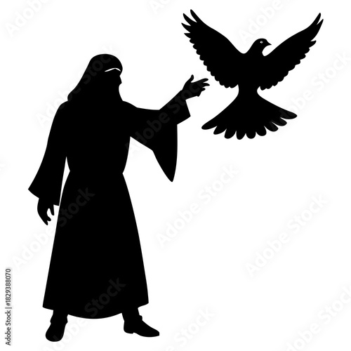 Arab Falconer Silhouette Vector