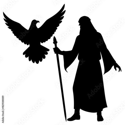 Arab Falconer Silhouette Vector