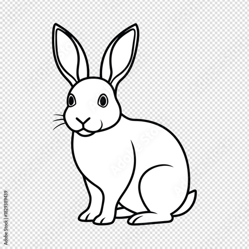 Charming black and white sketch of a fluffy rabbit sitting upright with its ears perked perfect for children s illustrations and spring themes