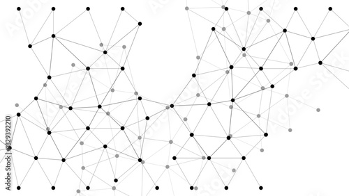 Abstract Minimalist White Technology Background featuring a Black Geometric Network of Nodes & Lines, ideal for Digital Data Flow, Neural Mesh Concepts, Communication, Business & Web Design.