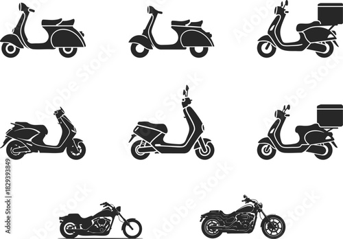 Scooter And Motorcycle fast delivery Icons
